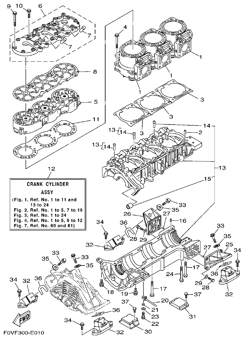 Yamaha A1 CYLINDER & CRANKCASE 1 parts diagram